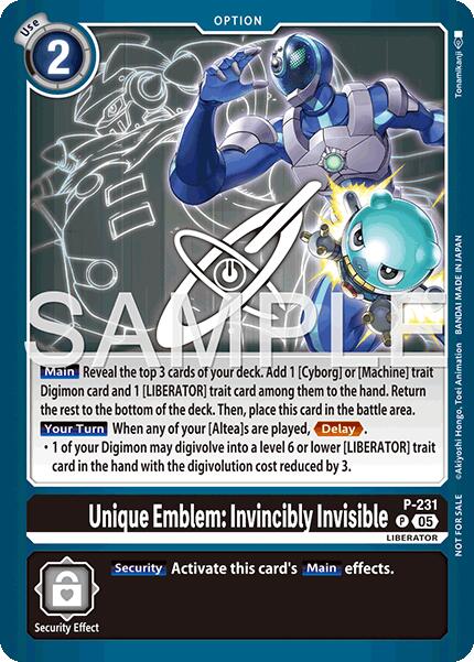Unique Emblem: Invincibly Invisible [P] (Dawn of Liberator Box Topper) [Promotional Cards] | Clutch Gaming