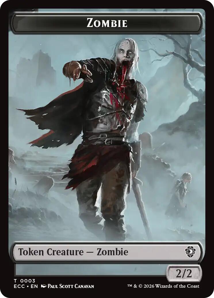 Zombie // Elf Warrior Double-Sided Token [Lorwyn Eclipsed Tokens] | Clutch Gaming