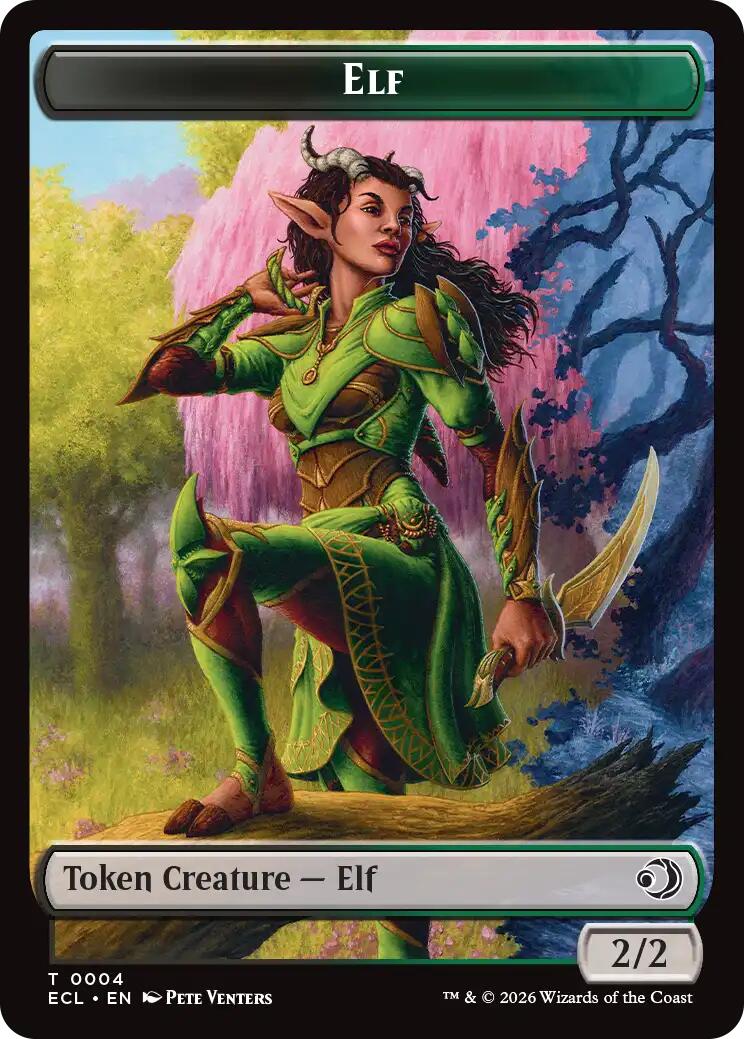 Elf // Treasure Double-Sided Token [Lorwyn Eclipsed Tokens] | Clutch Gaming