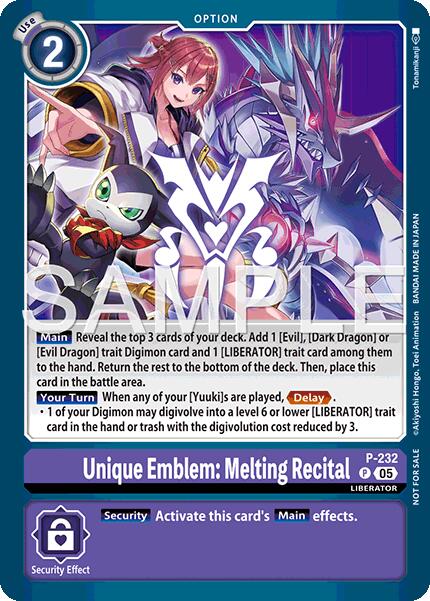 Unique Emblem: Melting Recital [P-232] (Dawn of Liberator Box Topper) [Promotional Cards] | Clutch Gaming