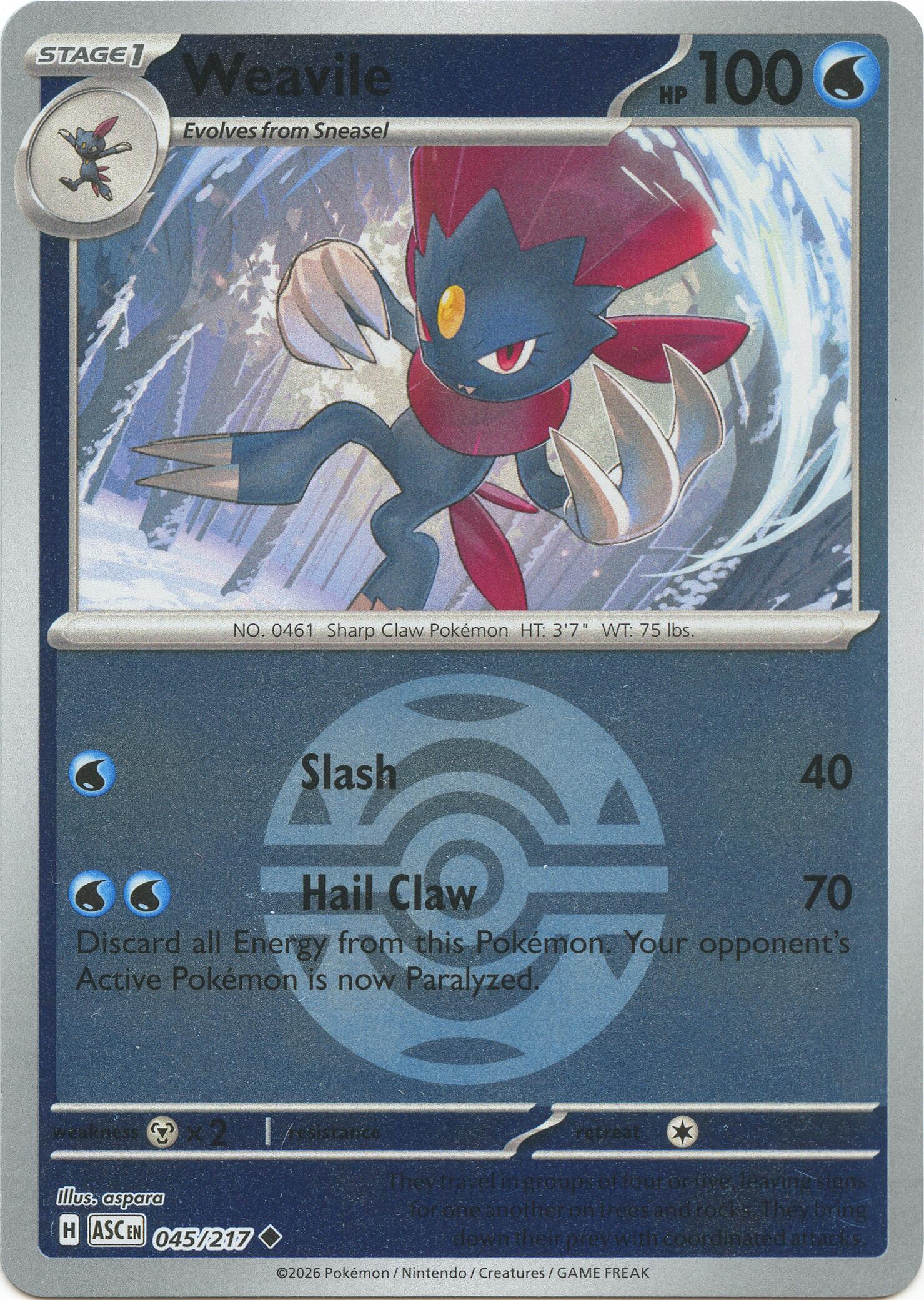 Weavile (045/217) (Dusk Ball) [Mega Evolution: Ascended Heroes] | Clutch Gaming