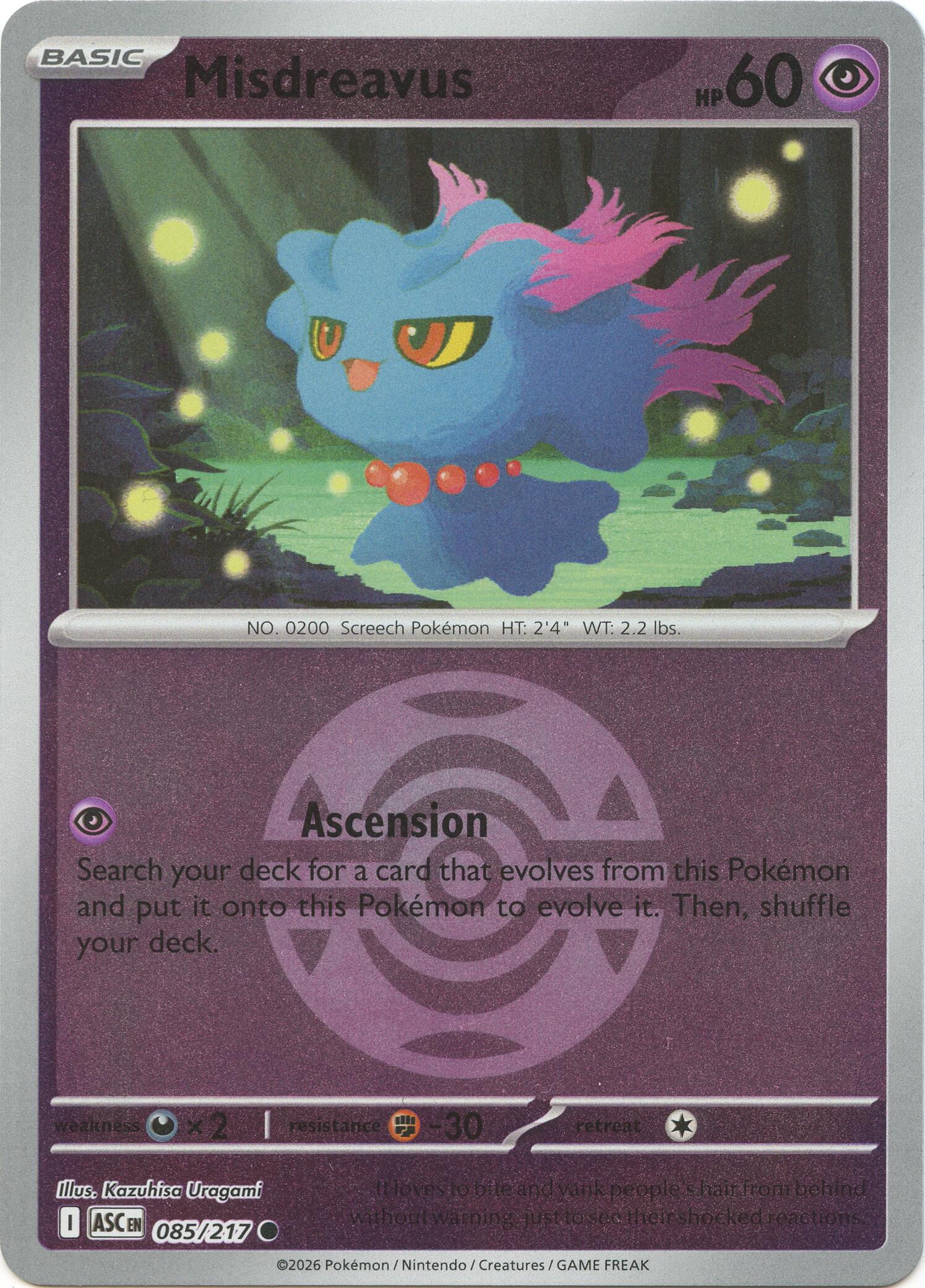 Misdreavus (085/217) (Dusk Ball) [Mega Evolution: Ascended Heroes] | Clutch Gaming