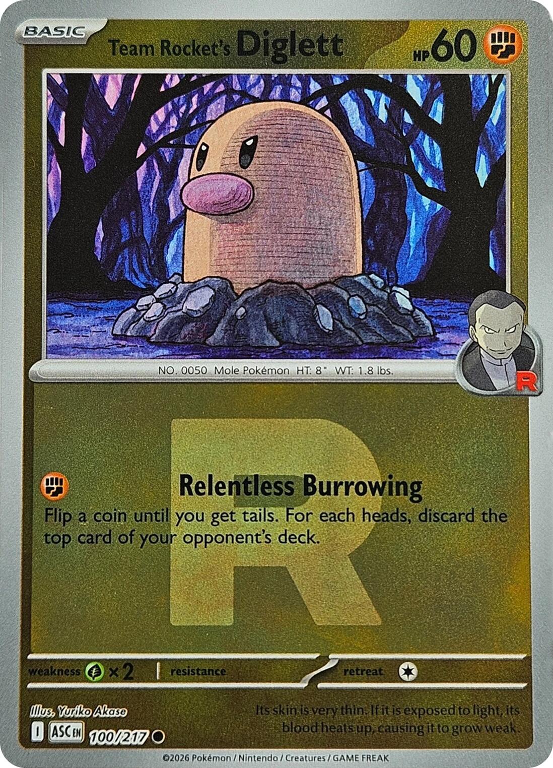 Team Rocket's Diglett (100/217) (Team Rocket) [Mega Evolution: Ascended Heroes] | Clutch Gaming