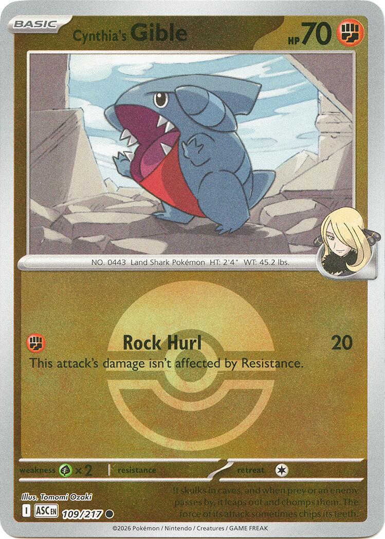 Cynthia's Gible (109/217) (Poke Ball) [Mega Evolution: Ascended Heroes] | Clutch Gaming