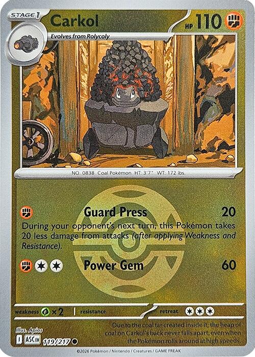 Carkol (119/217) (Dusk Ball) [Mega Evolution: Ascended Heroes] | Clutch Gaming