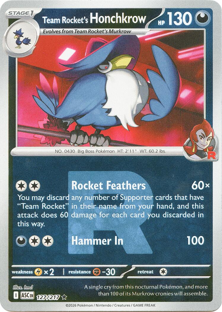 Team Rocket's Honchkrow (127/217) (Team Rocket) [Mega Evolution: Ascended Heroes] | Clutch Gaming