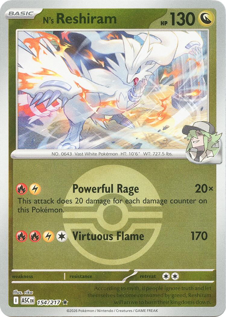 N's Reshiram (154/217) (Poke Ball) [Mega Evolution: Ascended Heroes] | Clutch Gaming