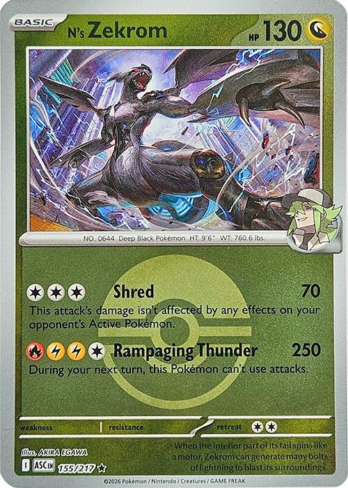 N's Zekrom (155/217) (Poke Ball) [Mega Evolution: Ascended Heroes] | Clutch Gaming
