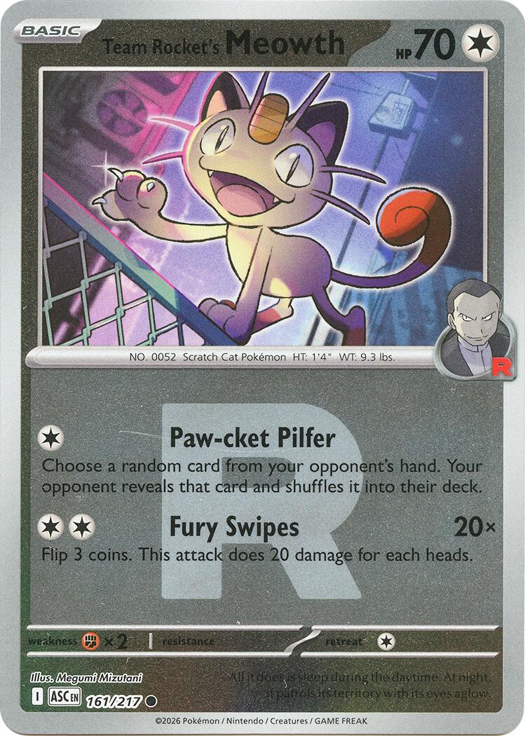 Team Rocket's Meowth (161/217) (Team Rocket) [Mega Evolution: Ascended Heroes] | Clutch Gaming