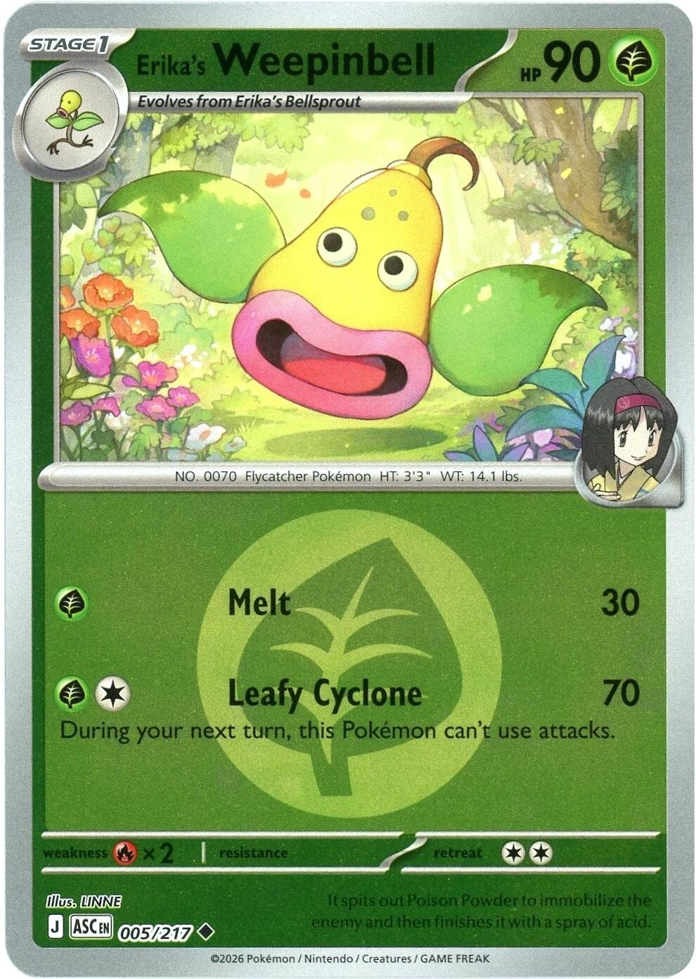 Erika's Weepinbell (005/217) (Energy Symbol Pattern) [Mega Evolution: Ascended Heroes] | Clutch Gaming