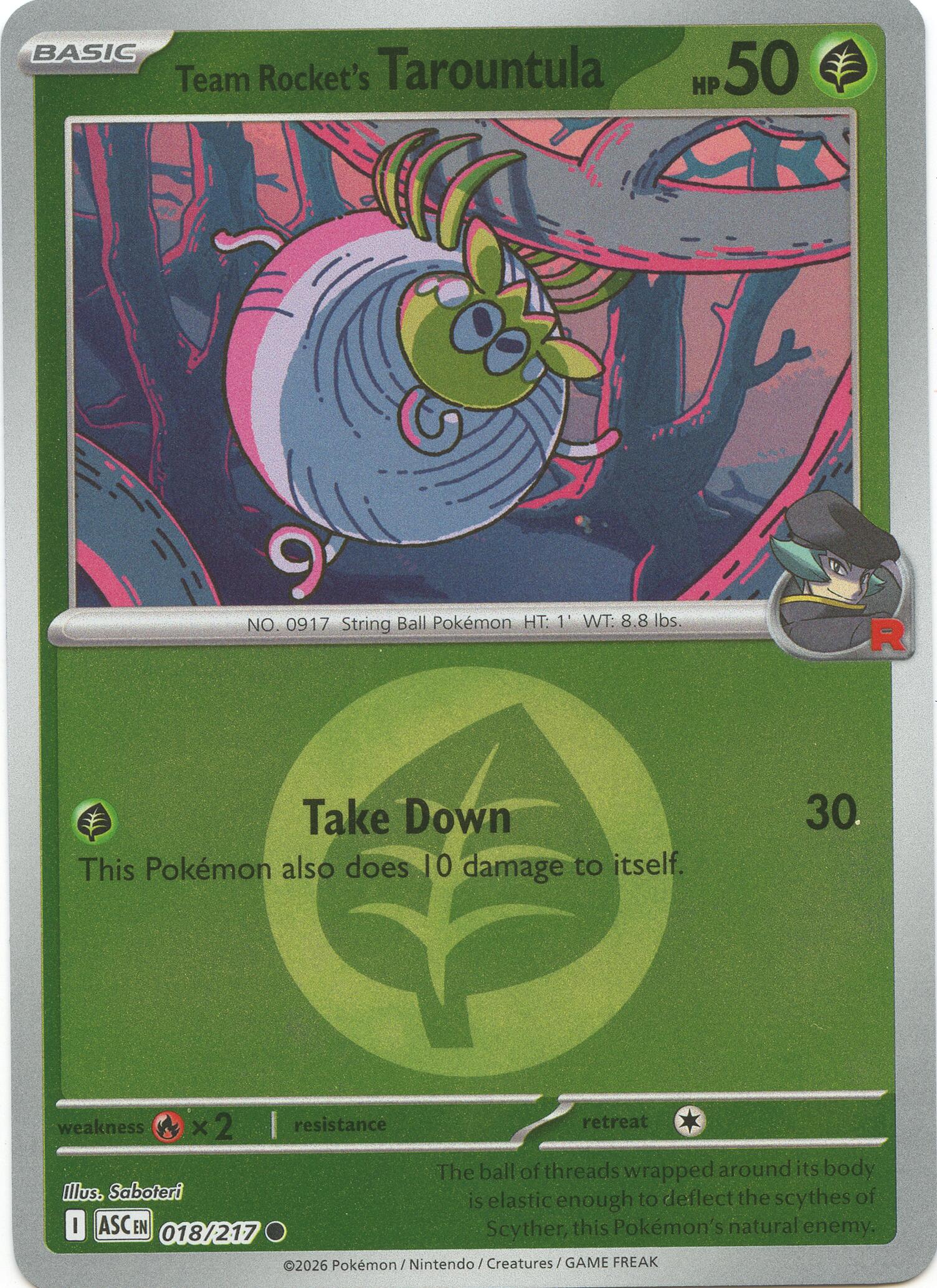 Team Rocket's Tarountula (018/217) (Energy Symbol Pattern) [Mega Evolution: Ascended Heroes] | Clutch Gaming