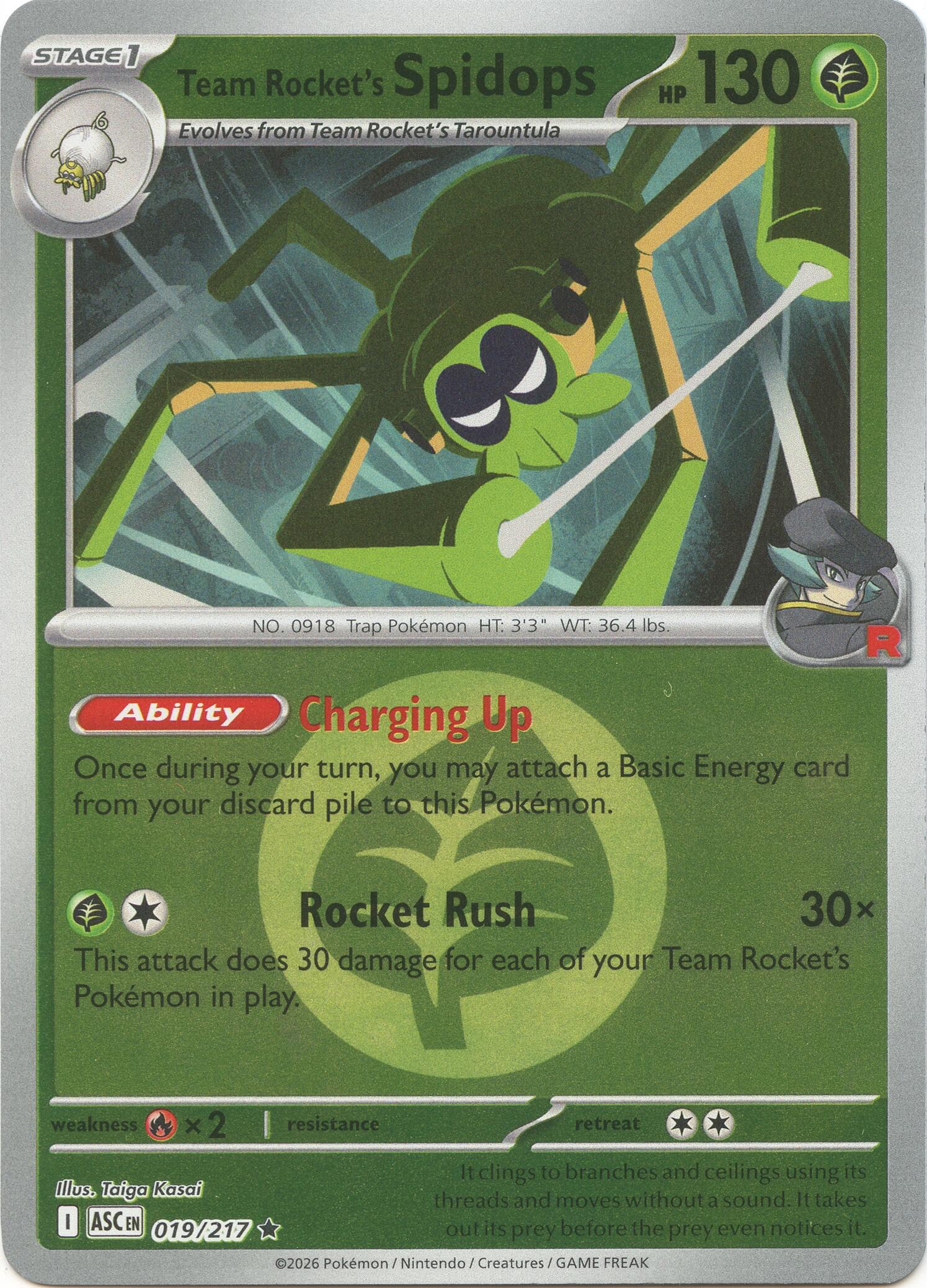 Team Rocket's Spidops (019/217) (Energy Symbol Pattern) [Mega Evolution: Ascended Heroes] | Clutch Gaming