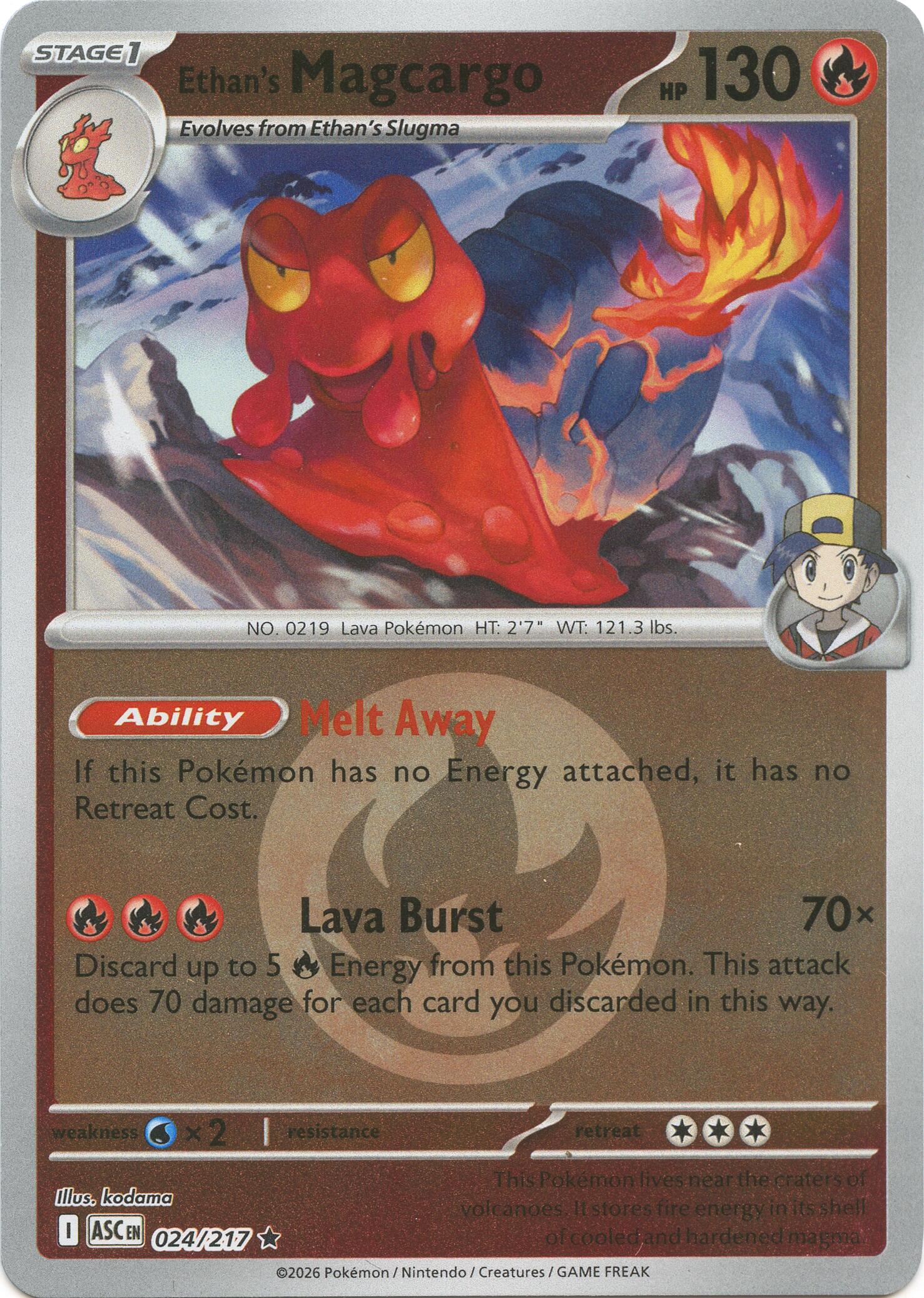 Ethan's Magcargo (024/217) (Energy Symbol Pattern) [Mega Evolution: Ascended Heroes] | Clutch Gaming
