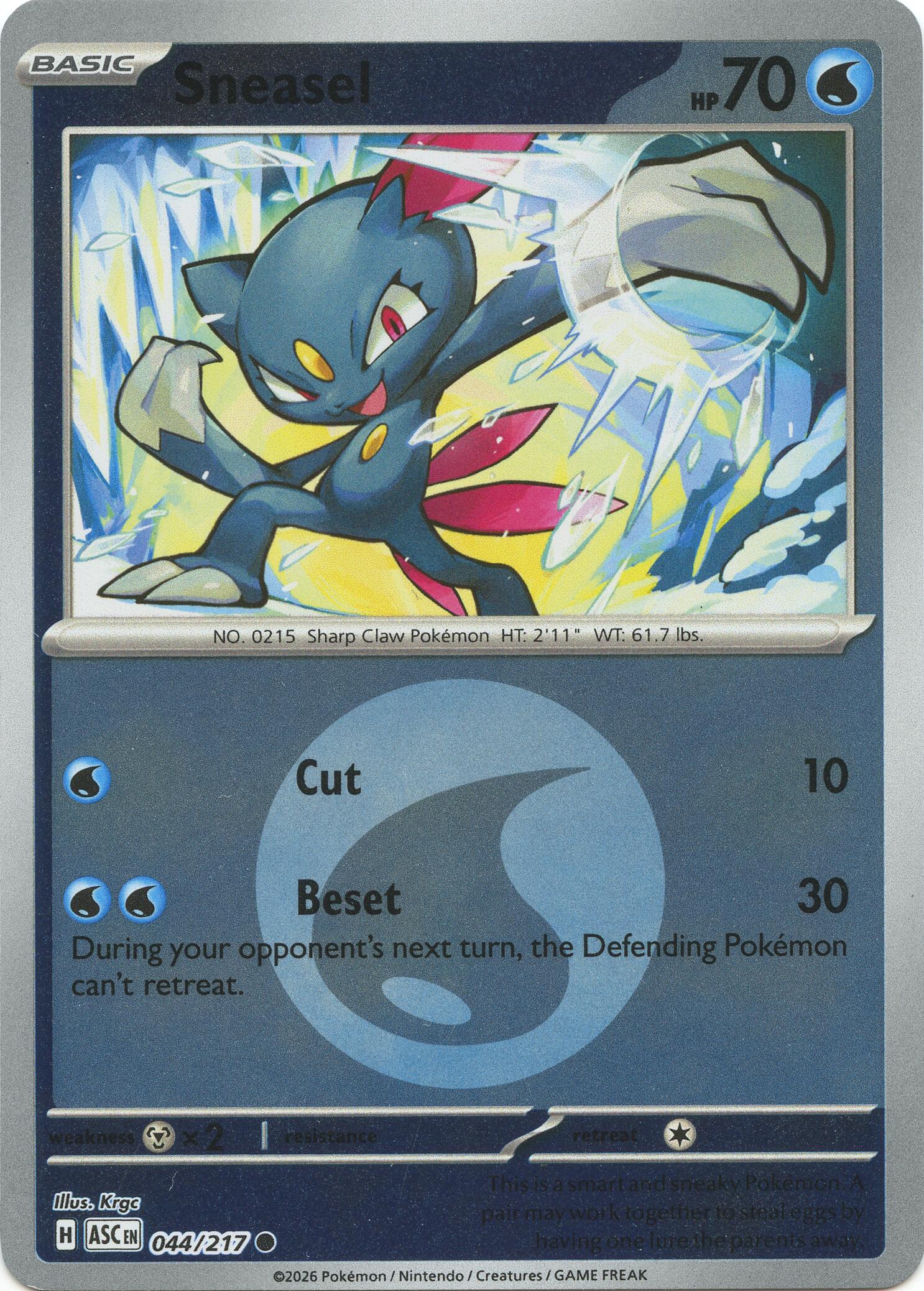 Sneasel (044/217) (Energy Symbol Pattern) [Mega Evolution: Ascended Heroes] | Clutch Gaming