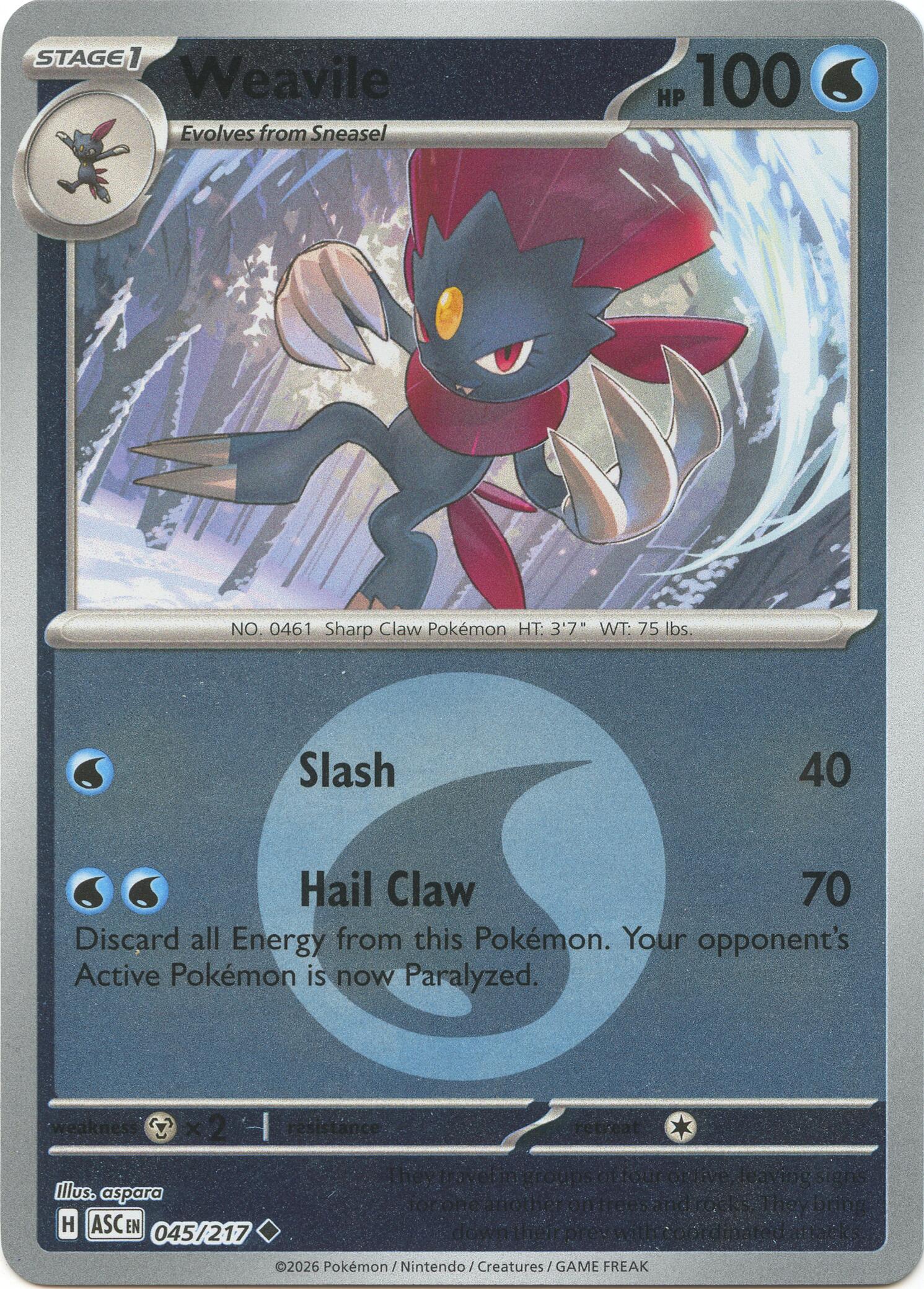 Weavile (045/217) (Energy Symbol Pattern) [Mega Evolution: Ascended Heroes] | Clutch Gaming