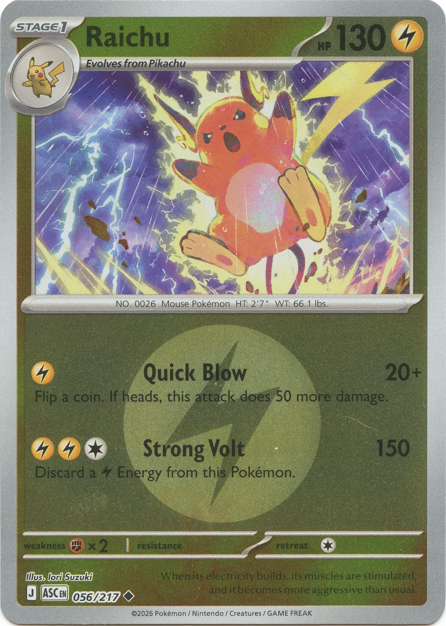 Raichu (056/217) (Energy Symbol Pattern) [Mega Evolution: Ascended Heroes] | Clutch Gaming