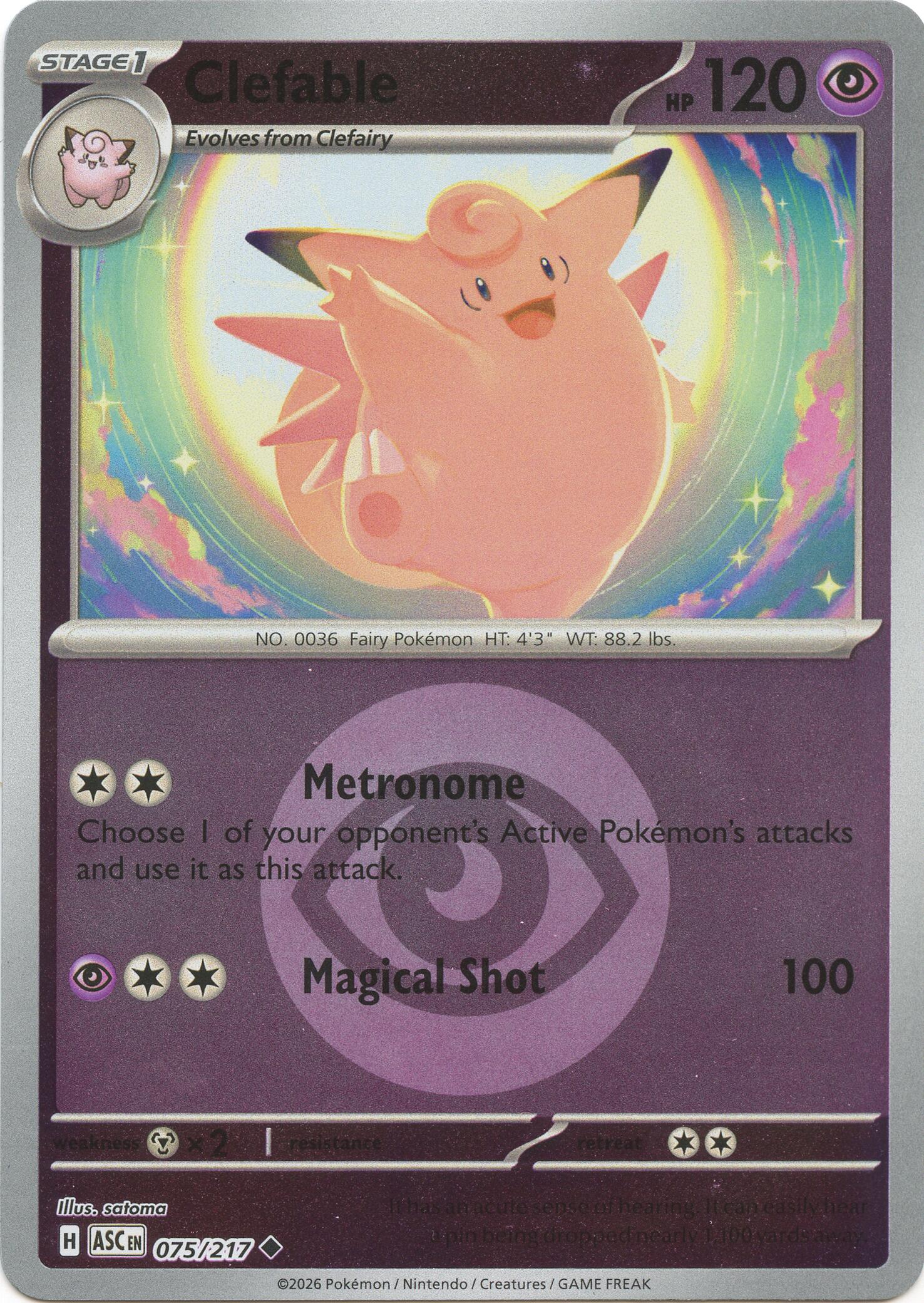 Clefable (075/217) (Energy Symbol Pattern) [Mega Evolution: Ascended Heroes] | Clutch Gaming