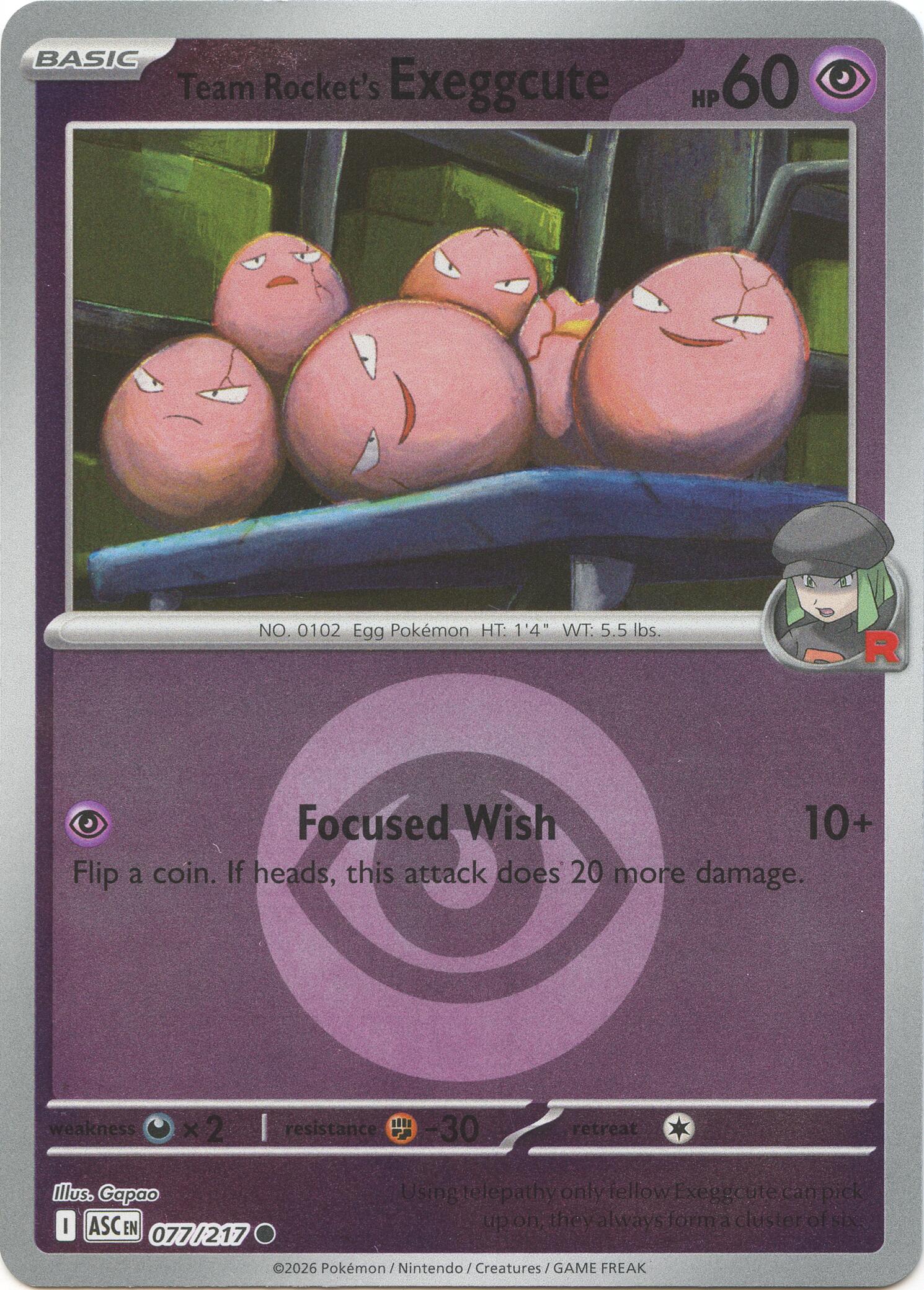 Team Rocket's Exeggcute (077/217) (Energy Symbol Pattern) [Mega Evolution: Ascended Heroes] | Clutch Gaming