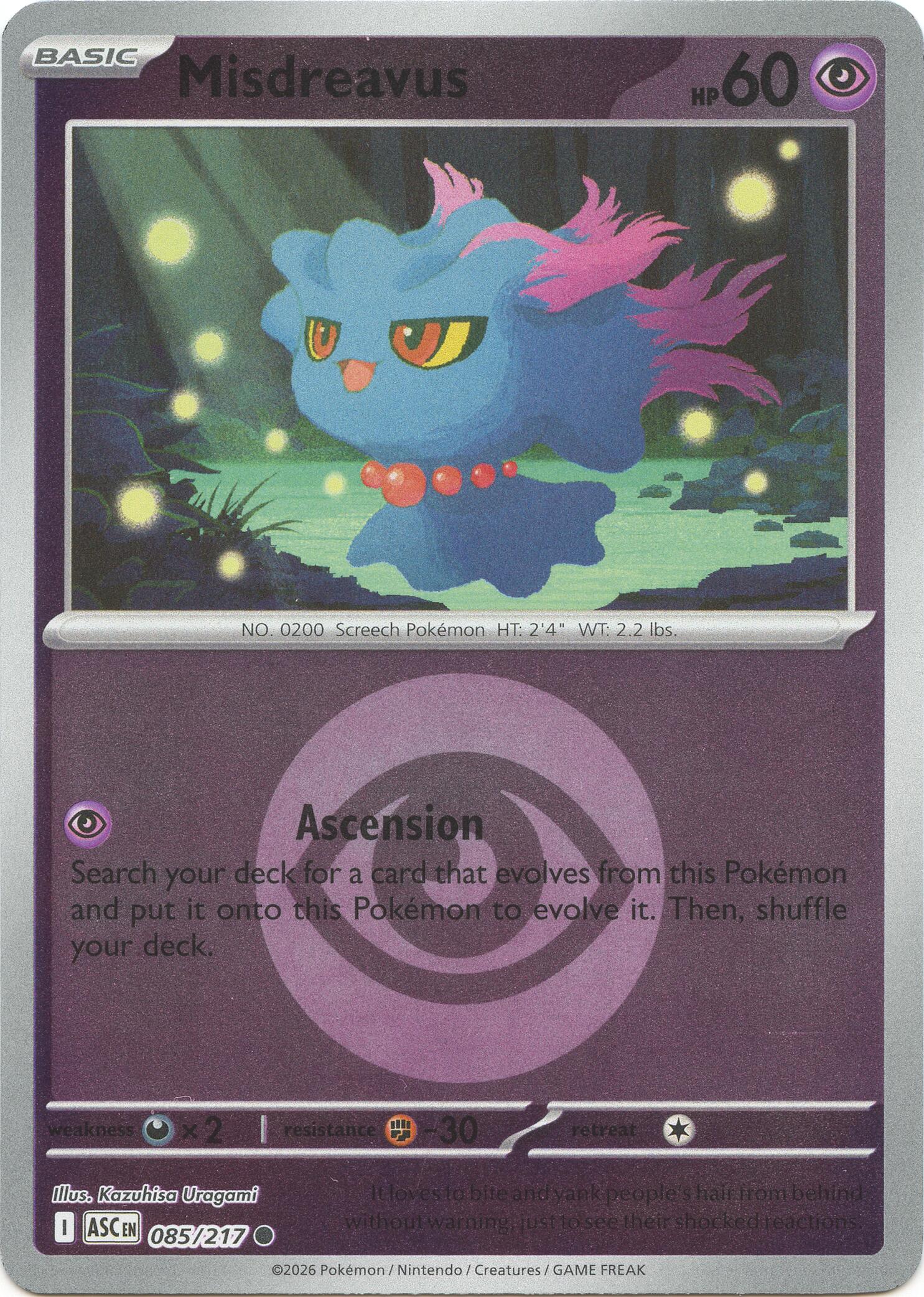 Misdreavus (085/217) (Energy Symbol Pattern) [Mega Evolution: Ascended Heroes] | Clutch Gaming