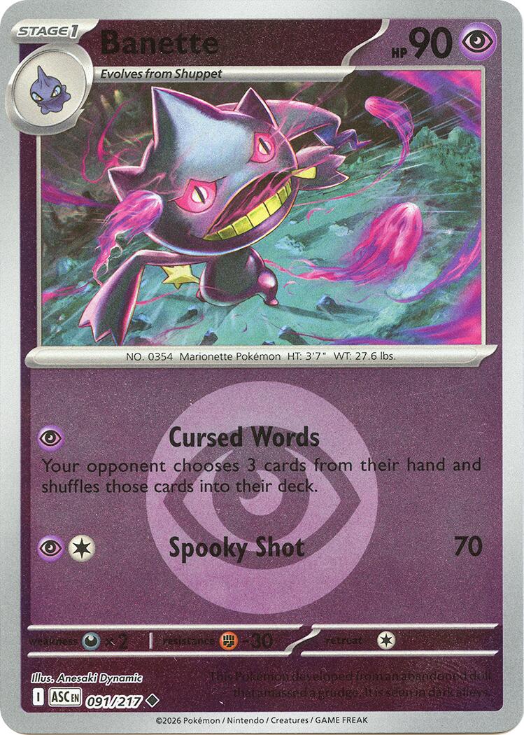 Banette (091/217) (Energy Symbol Pattern) [Mega Evolution: Ascended Heroes] | Clutch Gaming