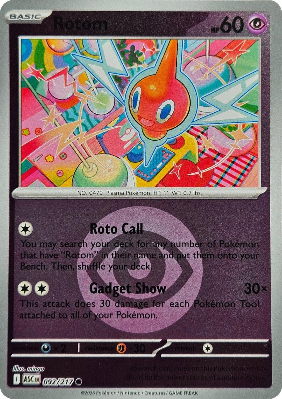 Rotom (092/217) (Energy Symbol Pattern) [Mega Evolution: Ascended Heroes] | Clutch Gaming