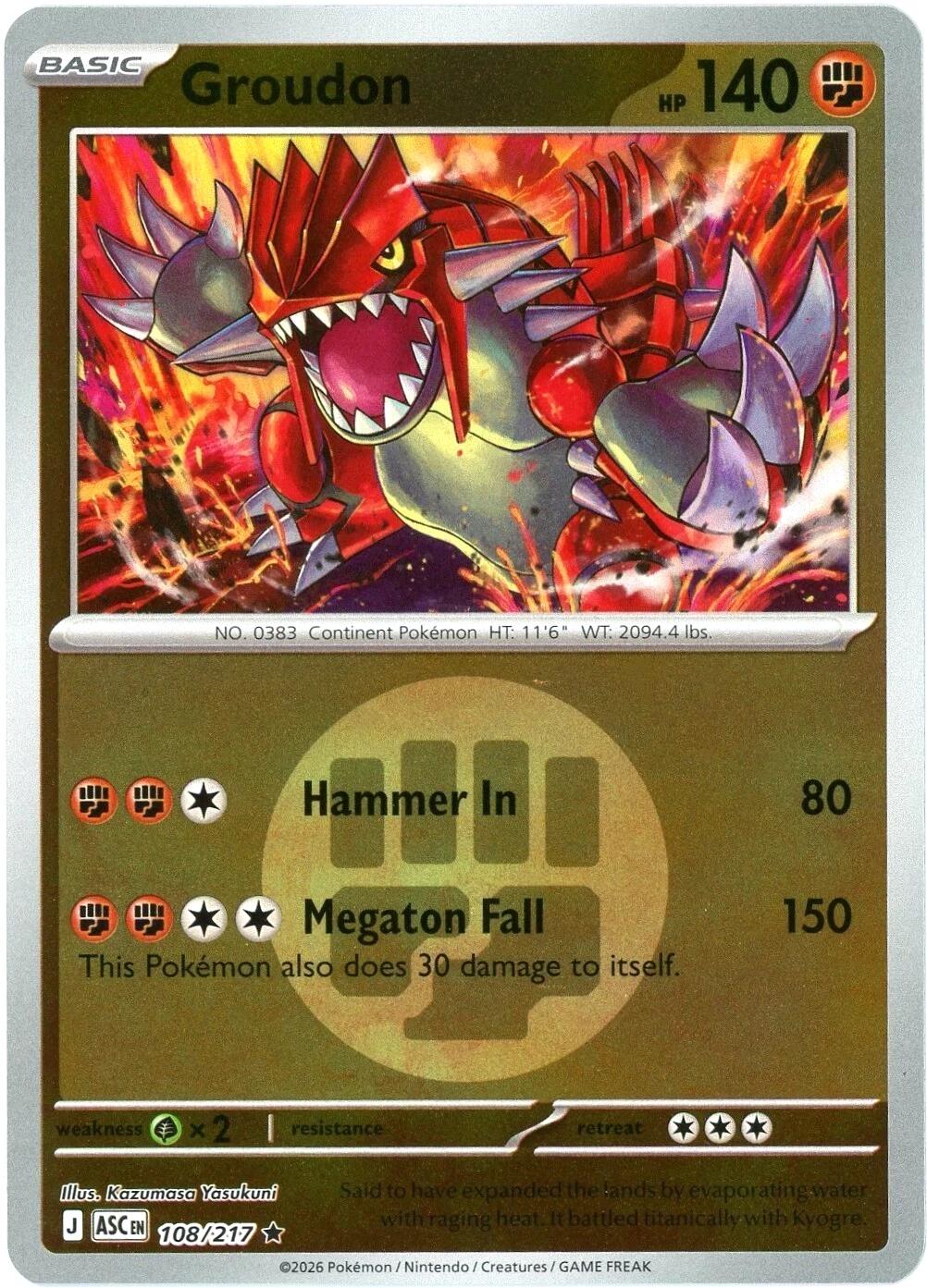 Groudon (108/217) (Energy Symbol Pattern) [Mega Evolution: Ascended Heroes] | Clutch Gaming