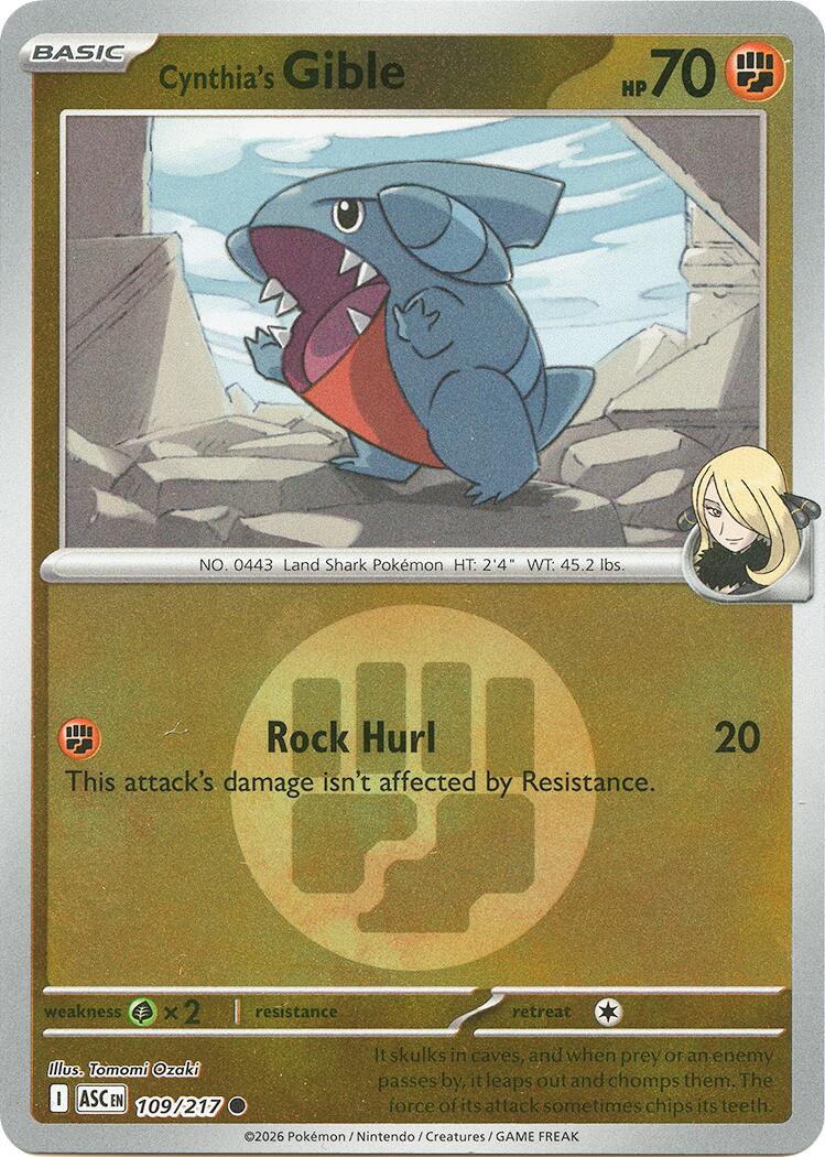 Cynthia's Gible (109/217) (Energy Symbol Pattern) [Mega Evolution: Ascended Heroes] | Clutch Gaming
