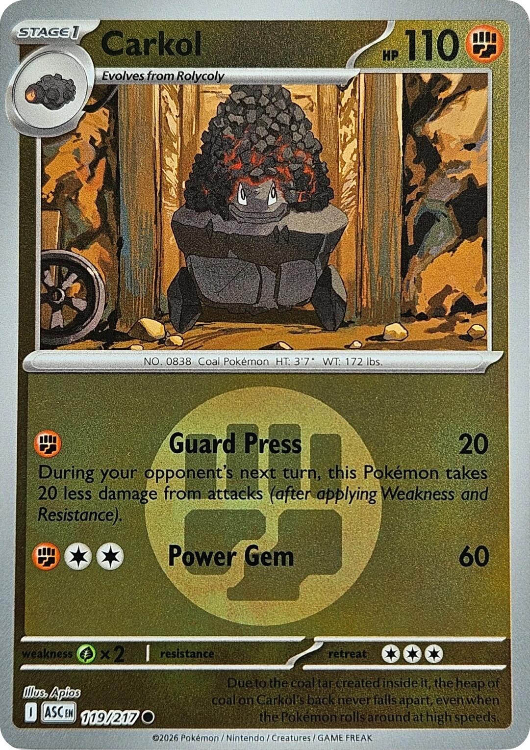Carkol (119/217) (Energy Symbol Pattern) [Mega Evolution: Ascended Heroes] | Clutch Gaming