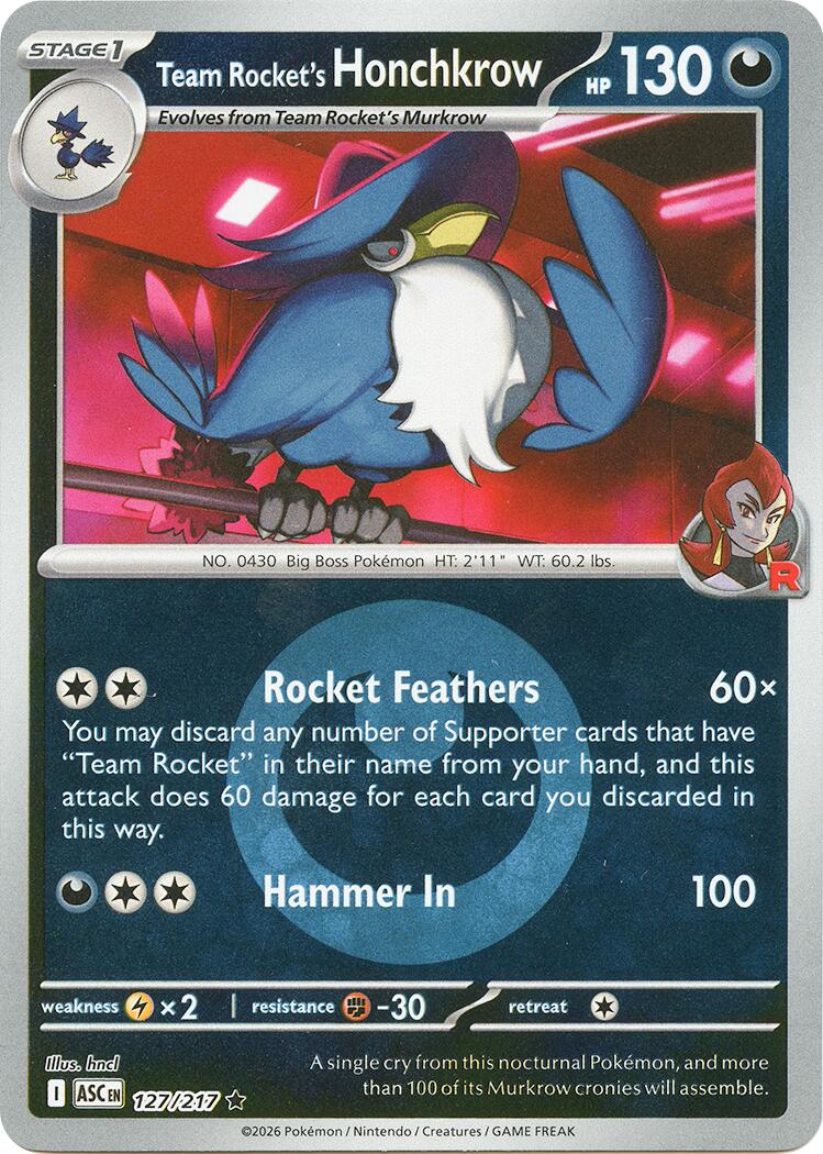 Team Rocket's Honchkrow (127/217) (Energy Symbol Pattern) [Mega Evolution: Ascended Heroes] | Clutch Gaming