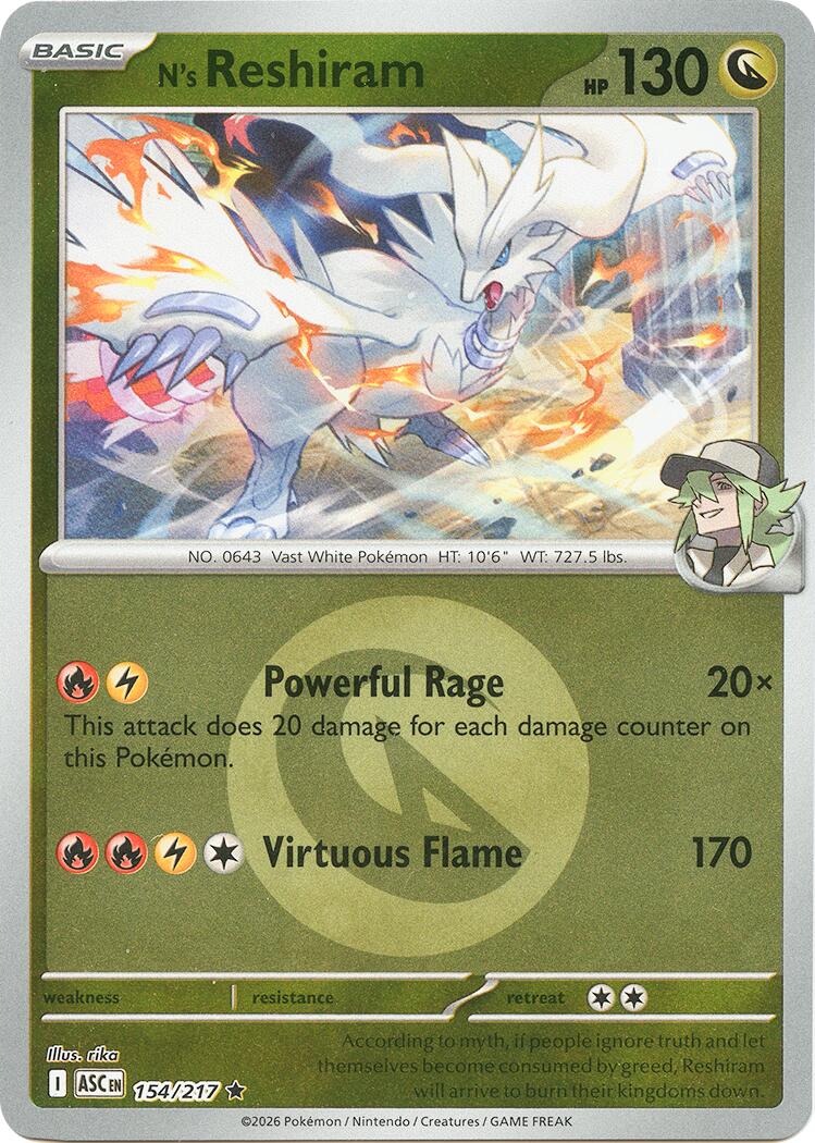 N's Reshiram (154/217) (Energy Symbol Pattern) [Mega Evolution: Ascended Heroes] | Clutch Gaming