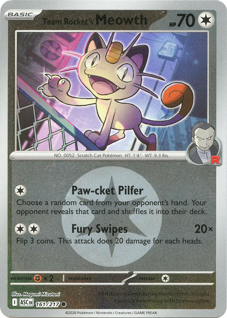 Team Rocket's Meowth (161/217) (Energy Symbol Pattern) [Mega Evolution: Ascended Heroes] | Clutch Gaming