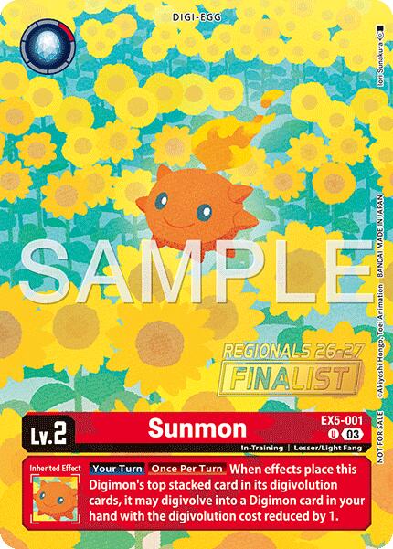 Sunmon [EX5-001] (Regionals 26-27 Season 1 Finalist) [Animal Colosseum] | Clutch Gaming