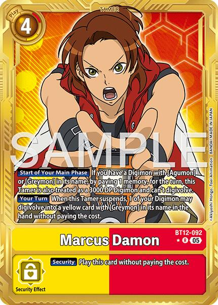 Marcus Damon [BT12-092] (Gold Border) [Advanced Booster Digimon Generation] | Clutch Gaming