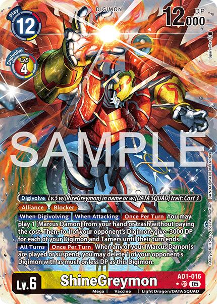 ShineGreymon [AD1-016] (Alternate Art) [Advanced Booster Digimon Generation] | Clutch Gaming