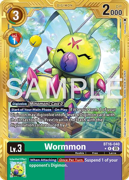 Wormmon [BT16-040] - BT16-040 (Gold Border) [Advanced Booster Digimon Generation] | Clutch Gaming