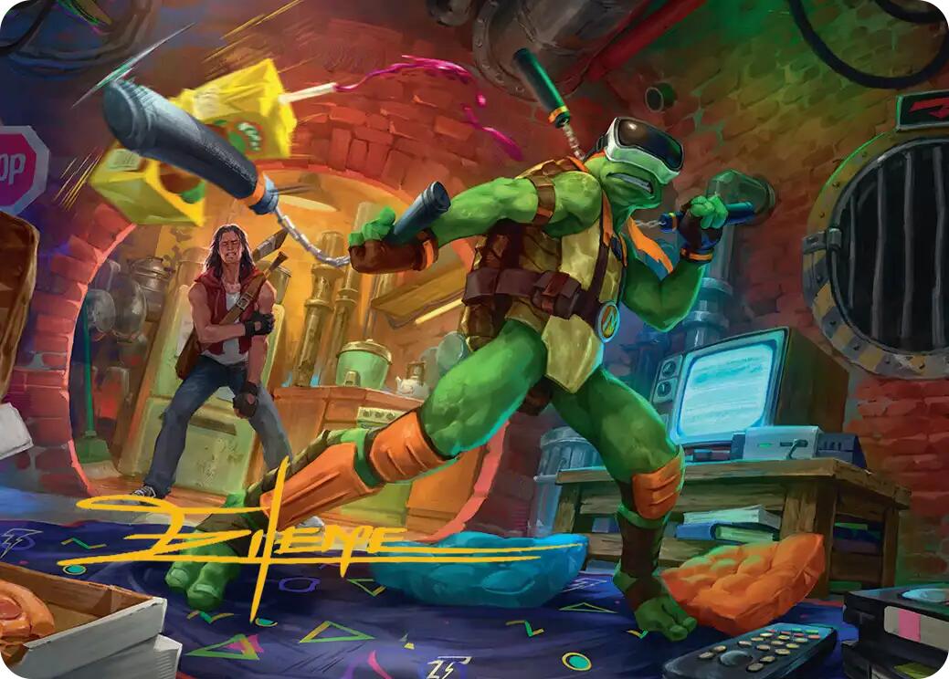Michelangelo, Game Master Art Card (Gold-Stamped Signature) [Teenage Mutant Ninja Turtles Art Series] | Clutch Gaming