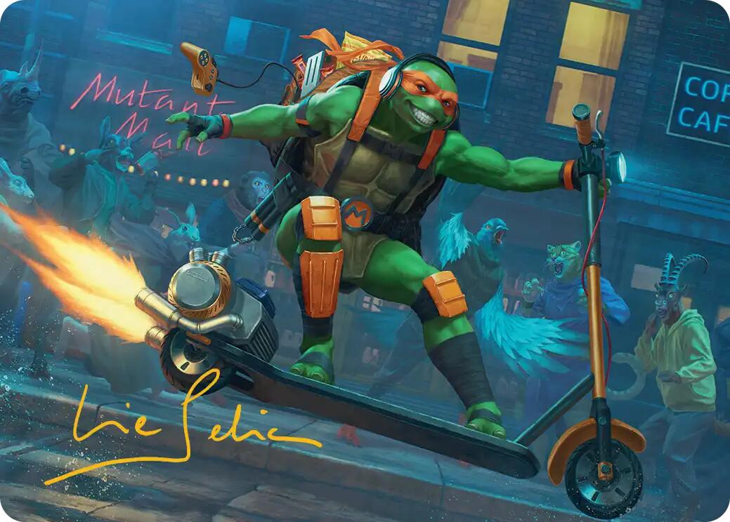 Michelangelo, On the Scene Art Card (Gold-Stamped Signature) [Teenage Mutant Ninja Turtles Art Series] | Clutch Gaming