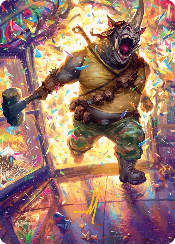 Rocksteady, Rowdy Rhino Art Card (Gold-Stamped Signature) [Teenage Mutant Ninja Turtles Art Series] | Clutch Gaming
