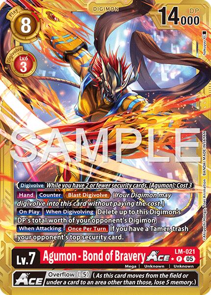 Agumon [LM-021] - Bond of Bravery ACE (Gold Border) [Advanced Booster Digimon Generation] | Clutch Gaming