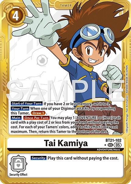 Tai Kamiya [BT21-102] (Gold Border) [Advanced Booster Digimon Generation] | Clutch Gaming