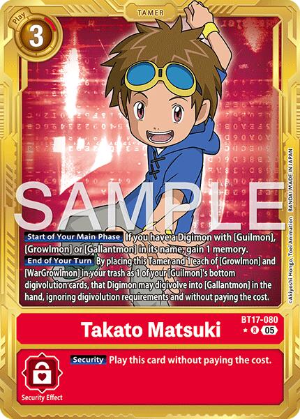 Takato Matsuki [BT17-080] (Gold Border) [Advanced Booster Digimon Generation] | Clutch Gaming