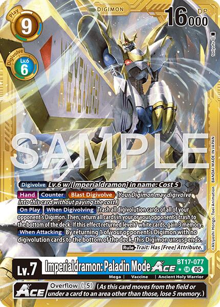 Imperialdramon: Paladin Mode ACE [BT17-077] (Gold Border) [Advanced Booster Digimon Generation] | Clutch Gaming