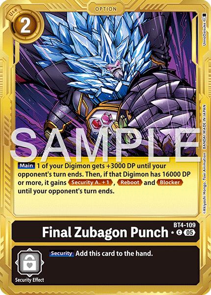 Final Zubagon Punch [BT4-109] (Gold Border) [Advanced Booster Digimon Generation] | Clutch Gaming