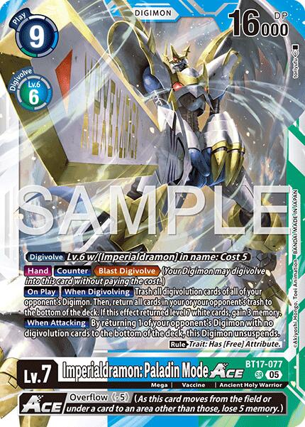 Imperialdramon: Paladin Mode ACE [BT17-077] (Reprint) [Advanced Booster Digimon Generation] | Clutch Gaming