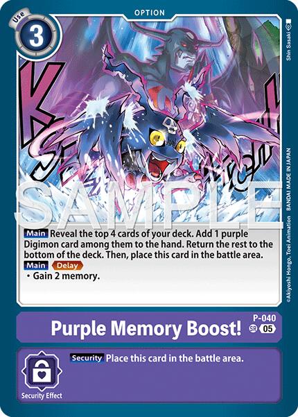 Purple Memory Boost! [P-040] (Reprint) [Advanced Booster Digimon Generation] | Clutch Gaming