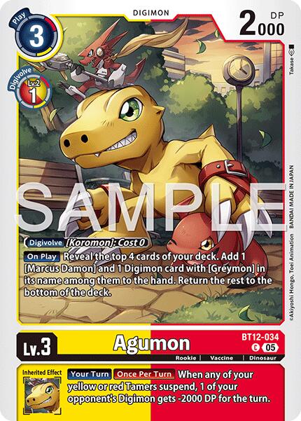 Agumon [BT12-034] - BT12-034 (Reprint) [Advanced Booster Digimon Generation] | Clutch Gaming