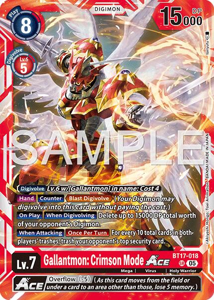Gallantmon: Crimson Mode ACE [BT17-018] (Reprint) [Advanced Booster Digimon Generation] | Clutch Gaming