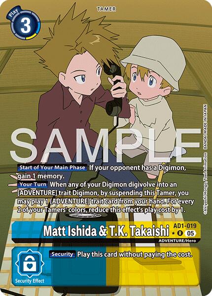 Matt Ishida & T.K. Takaishi [AD1-019] (Alternate Art) [Advanced Booster Digimon Generation] | Clutch Gaming