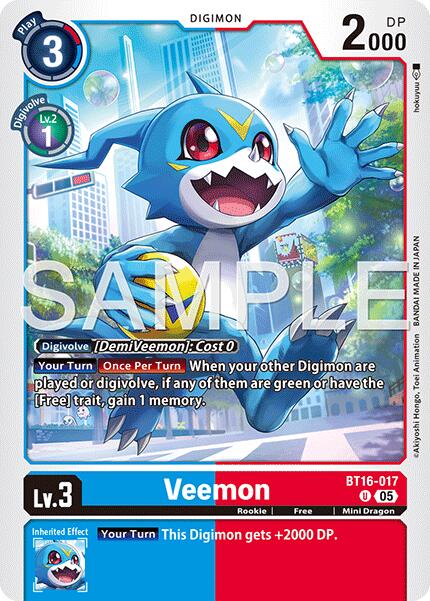 Veemon [BT16-017] (Reprint) [Advanced Booster Digimon Generation] | Clutch Gaming