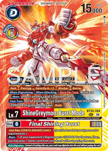 ShineGreymon: Burst Mode // Final Shining Burst [BT25-104] [Dual Revolution] | Clutch Gaming